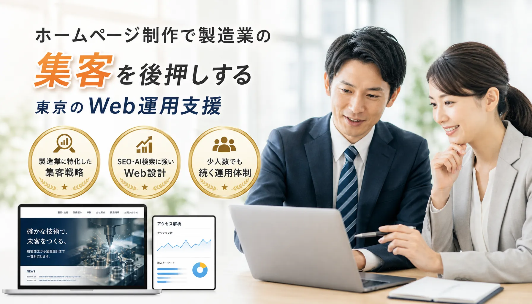ホームページ制作で製造業の集客を後押しする東京のWeb運用支援